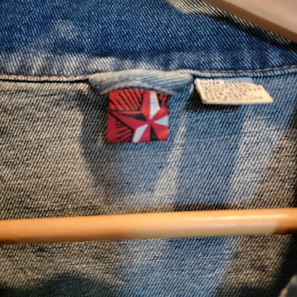 Vintage Denim Trucker Jacket Men’s Large 100% Cotton Blue Jean Coat Star Tag - Picture 4 of 8